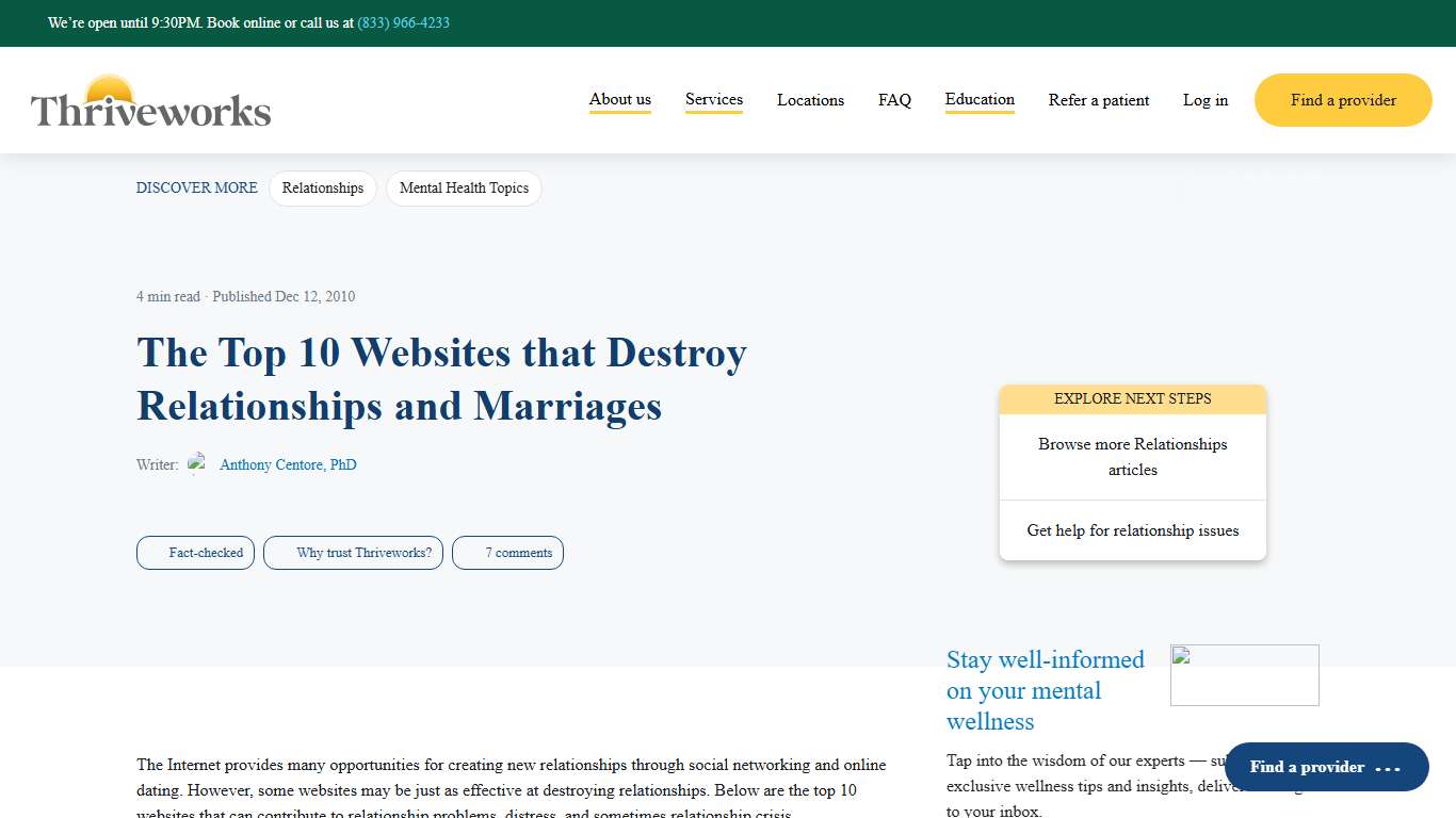 The Top 10 Websites That Destroy Relationships and Marriages